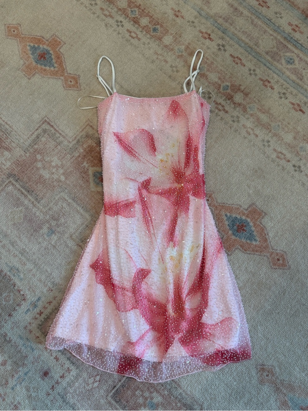 Pink Floral Slip Mini Dress